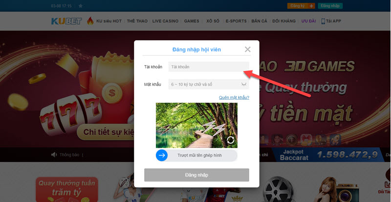 hướng dẫn đăng nhập vào Kubet