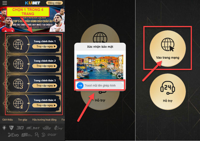 hướng dẫn vào trang chủ Kubet