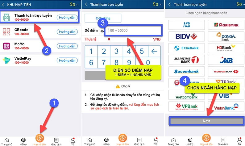 Nạp tiền chỉ với vài thao tác đơn giản